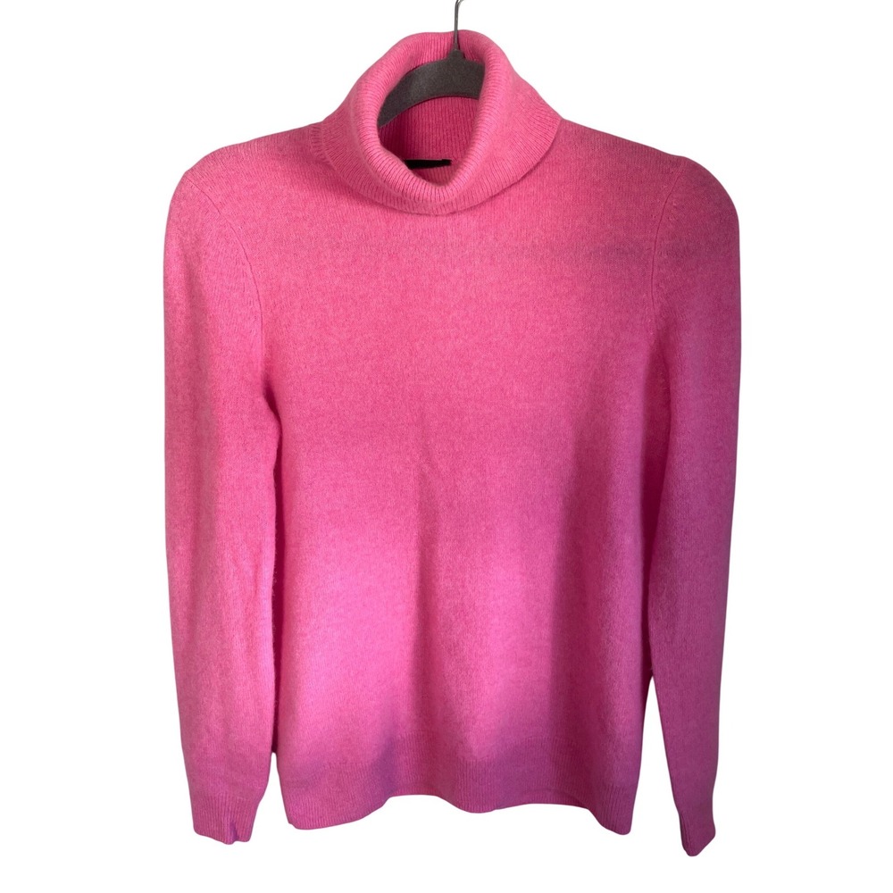 C by Bloomingdale's Hot Pink 100% 2-Ply Cashmere Turtleneck Sweater Womens Small